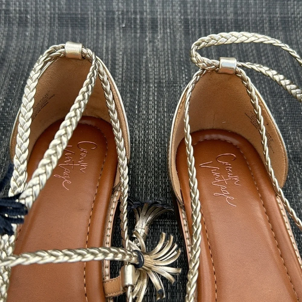 🍍 Crown Vintage Gladiator Low Wedge Strappy Sandal Women's Size 8.5🍍
